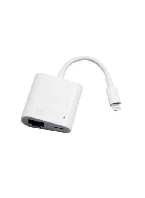 Lightning to Ethernet Adapter, [Apple MFi Certified] 2 in 1 RJ45 Ethernet LAN Network Adapter with Charge Port Compatible with iPhone/iPad/iPod, Plug and Play, Supports 100Mbps Ethernet Network