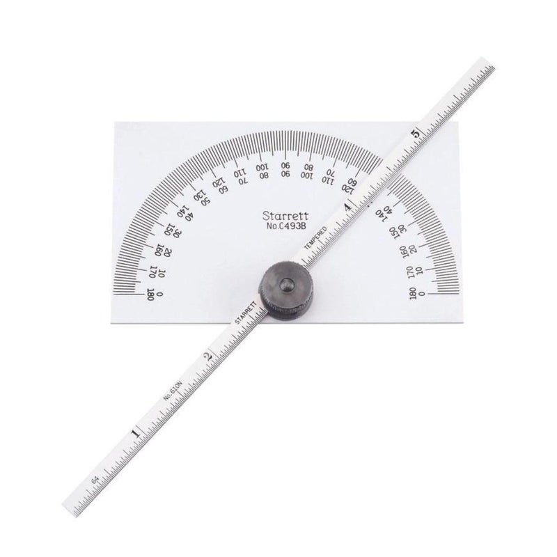 Starrett Starrett Protractor and Depth Gauge Stainless Steel 6Inch Range Versatile Measurement Tool for Angles and Depths  C493B  - Image 1