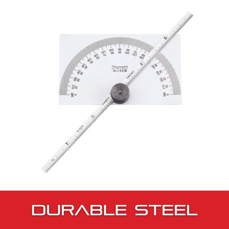 Starrett Starrett Protractor and Depth Gauge Stainless Steel 6Inch Range Versatile Measurement Tool for Angles and Depths  C493B  - Image 4