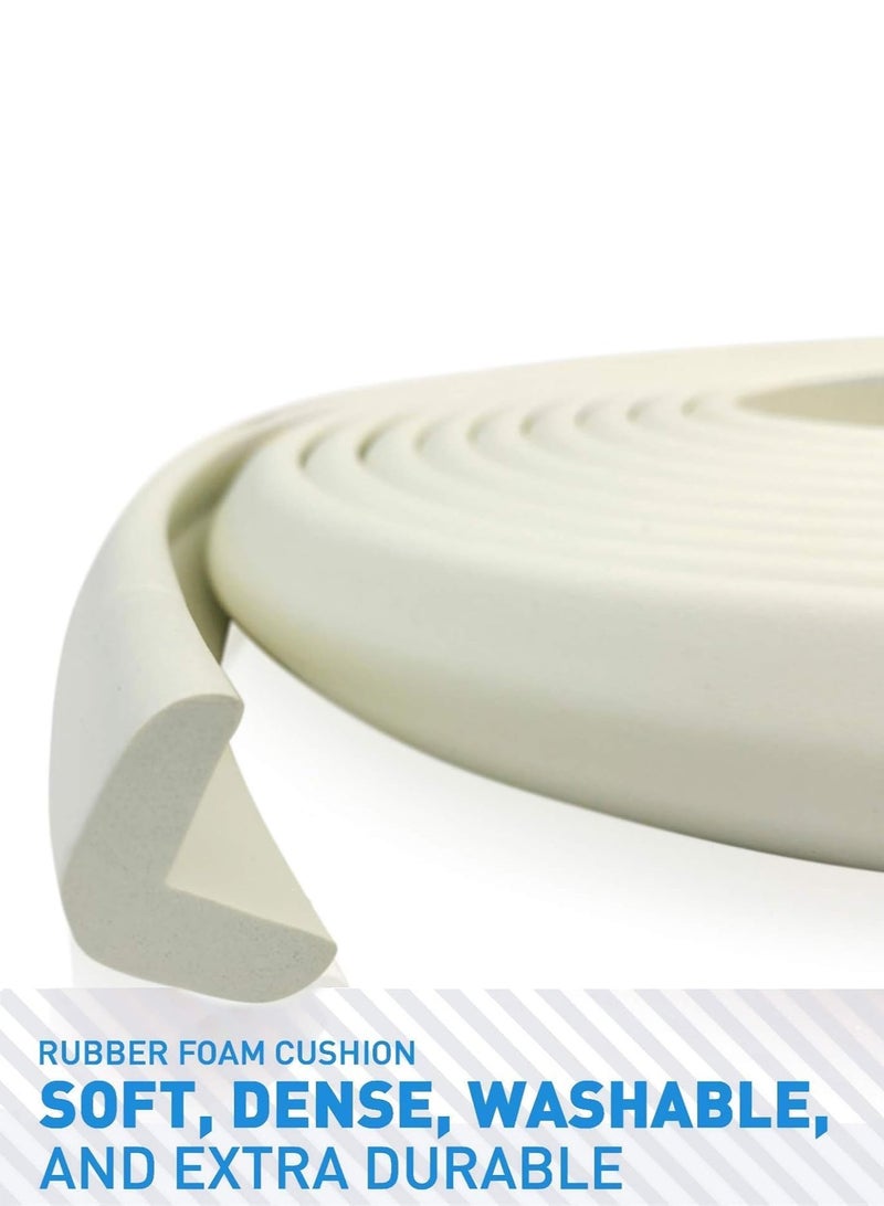 حماية الحواف وسادة إسفنجية على شكل حرف L إسفنجة سميكة للغاية حافة الطاولة وسادة زاوية زاوية مضادة للتصادمات شريط حماية مضاد للصدمات للأطفال والرضع 2 متر أبيض - Image 3