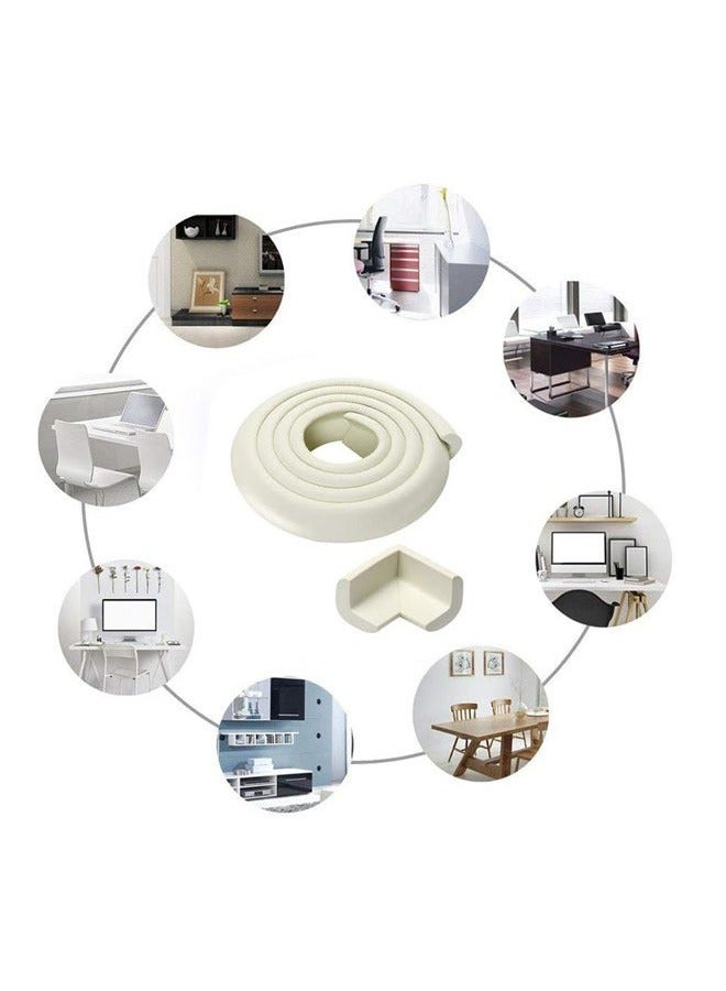 حماية الحواف وسادة إسفنجية على شكل حرف L إسفنجة سميكة للغاية حافة الطاولة وسادة زاوية زاوية مضادة للتصادمات شريط حماية مضاد للصدمات للأطفال والرضع 2 متر أبيض - Image 5