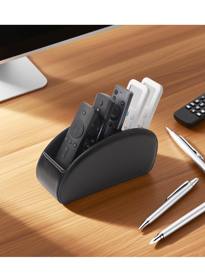 Black PU Leather 5 Slots Remote Control Organizer - Image 4