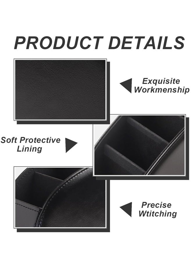 Black PU Leather 5 Slots Remote Control Organizer - Image 3