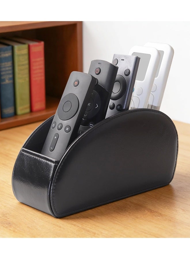 Black PU Leather 5 Slots Remote Control Organizer - Image 1