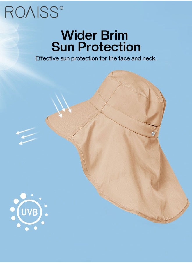 roaiss - Large Brim Sun Hat with Shawl for Women with Ponytail Hole   Summer Sun Beach UV Protection Breathable Quick-drying Fisherman Cimbing Cap Outdoor Accessory - Image 1
