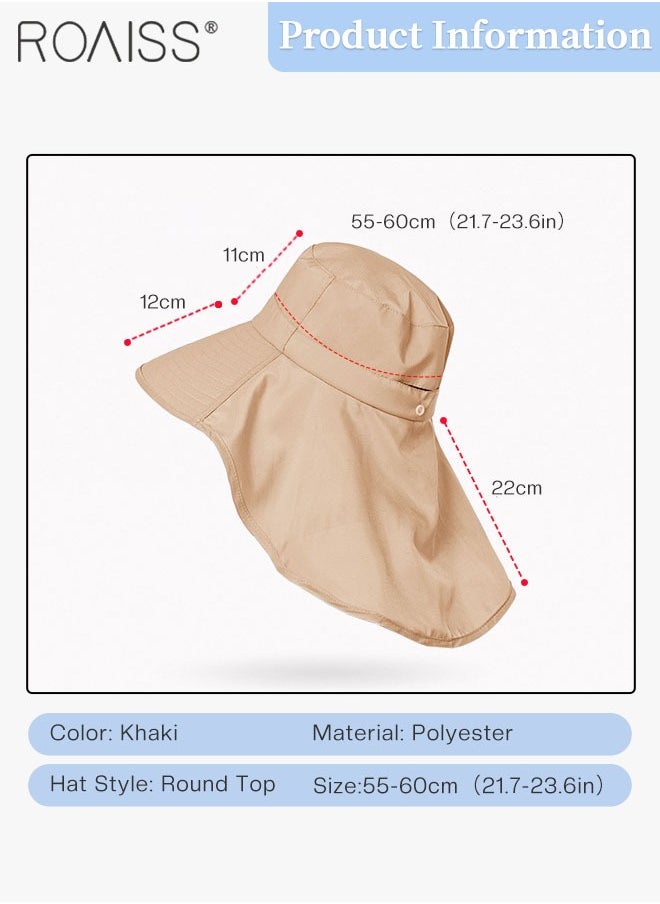 roaiss - Large Brim Sun Hat with Shawl for Women with Ponytail Hole   Summer Sun Beach UV Protection Breathable Quick-drying Fisherman Cimbing Cap Outdoor Accessory - Image 1