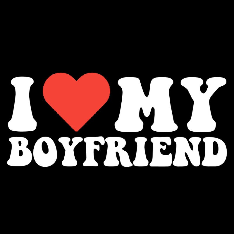 Feelin Good Tees I Love My Boyfriend Heart Relationship Funny T Shirt | Casual Style Womens Novelty Tshirts | Expressive Graphic Tees for Women - Novelty Funny T-Shirts USA Printed M Black - Image 3