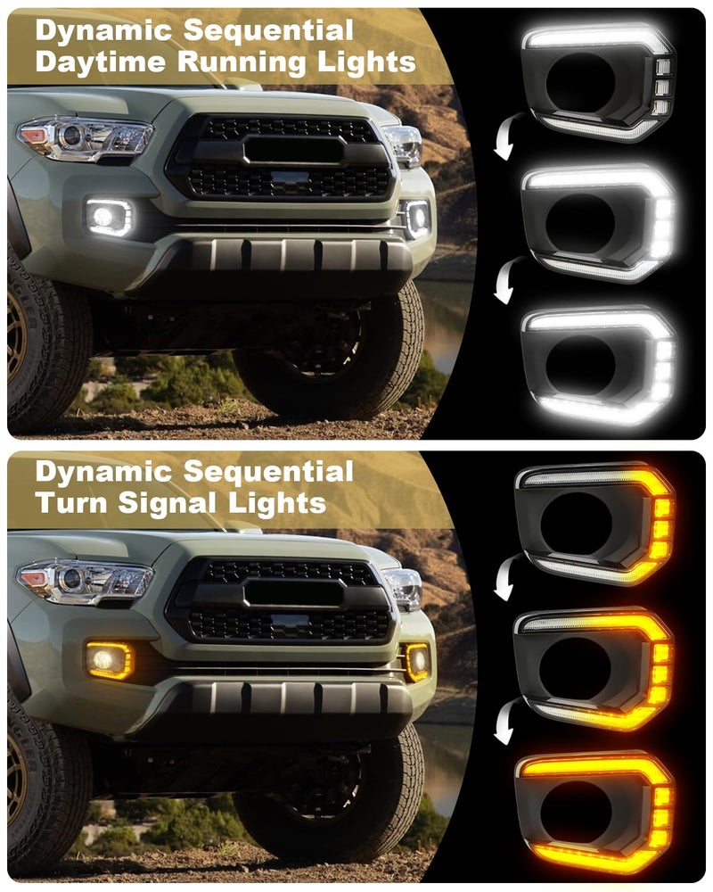 TBHOO LED Fog Lights Assemblies for 2016-2023 Tacoma DRL Daytime Running Lights Amber Turn Signal LED Fog Lamps Cover Tacoma Accessories - Image 4