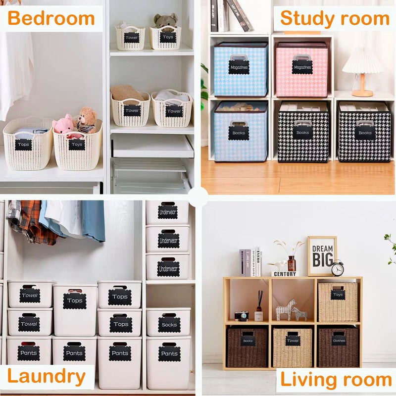 badigo 20 Reusable Basket Labels with Clip-On Design, Perfect for Kitchen and Closet Organization, Includes 2 White Chalk Markers - Image 5