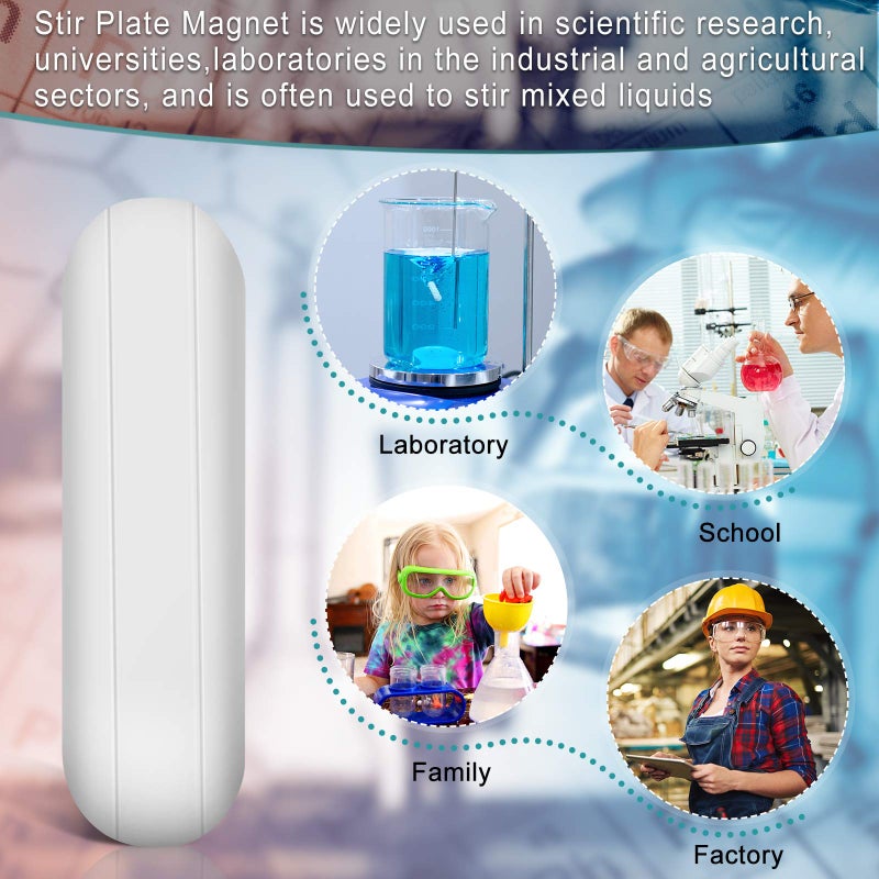 Weewooday 4 Pieces PTFE Magnetic Mixer Stirrer Bar, White Color Stainless Steel Laboratory PTFE Stir Plate Bar, Mixing Plate Magnet Stick (30 mm/ 1.18 Inch) - Image 5