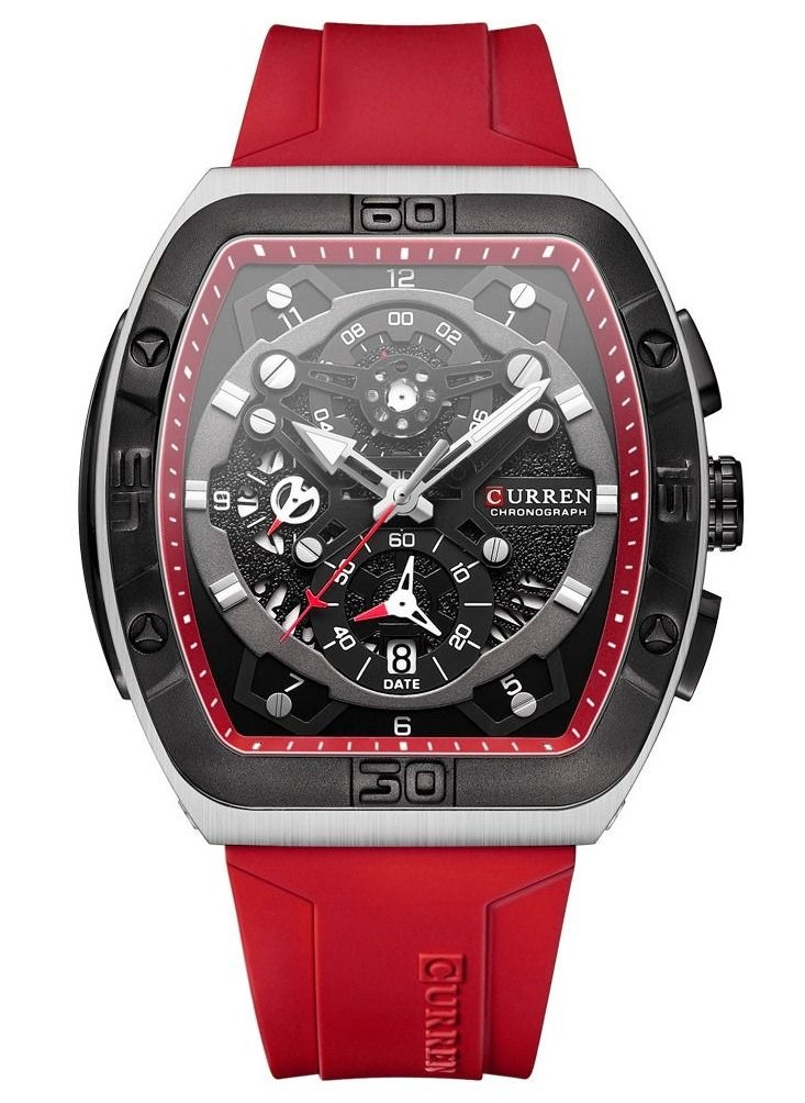 CURREN CURREN 8443M Men Quartz Sport Watch Silicone Strap Alloy Case Fashion Multifunction Wristwatch Abrastion Resistant glass 3ATM Luminous Display Chronograph Calendar Date Watches  - Image 1