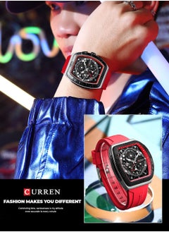 CURREN CURREN 8443M Men Quartz Sport Watch Silicone Strap Alloy Case Fashion Multifunction Wristwatch Abrastion Resistant glass 3ATM Luminous Display Chronograph Calendar Date Watches  - Image 3