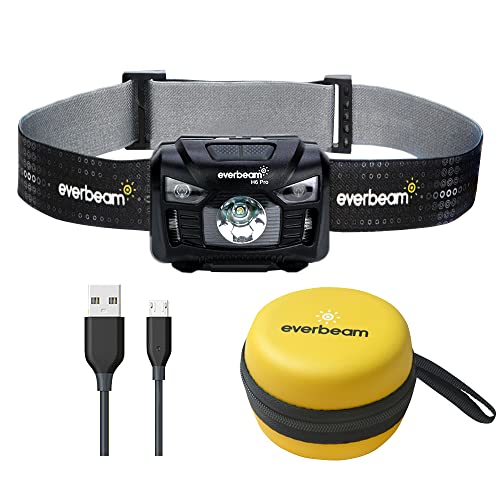 Everbeam H6 Pro LED Head Torch Headlamp, Motion Sensor Control, 650 Lumen Bright 20 Hours Runtime 1200mAh Battery Powered USB Rechargeable Headlight - Image 1