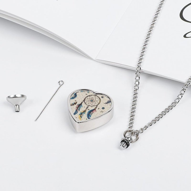Personalized Pet Urn Cremation Necklace for Ashes - Dream Catcher And Moon Pet Ashes Necklace - Custom Keepsake Necklace with Photo And Text, Memorial Heart Urn Pendant for Dogs Cat - Image 4