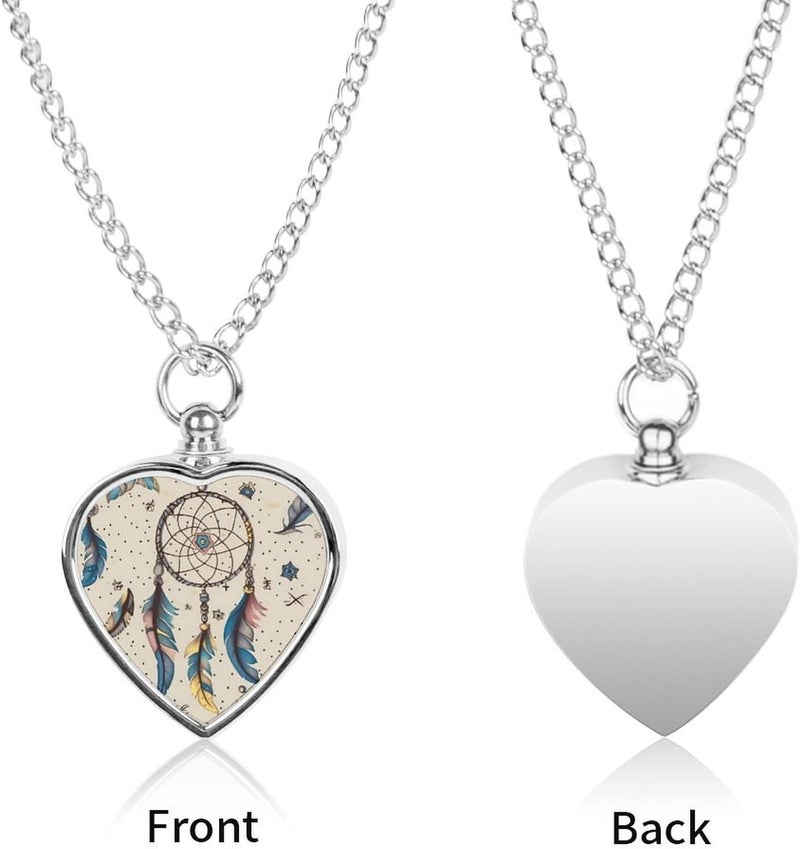 Personalized Pet Urn Cremation Necklace for Ashes - Dream Catcher And Moon Pet Ashes Necklace - Custom Keepsake Necklace with Photo And Text, Memorial Heart Urn Pendant for Dogs Cat - Image 2