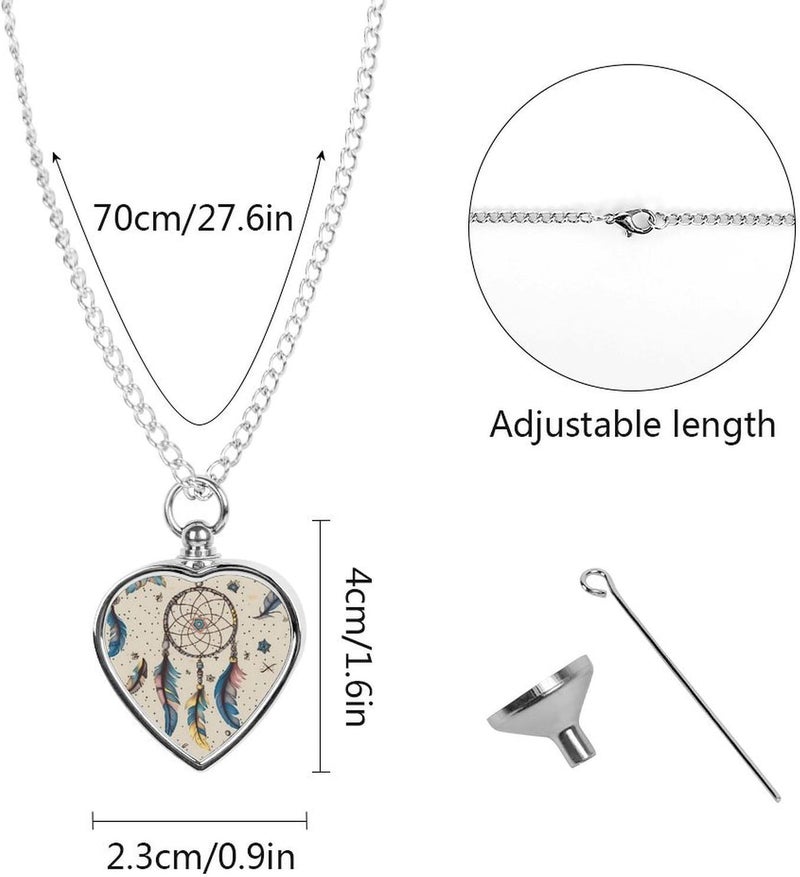 Personalized Pet Urn Cremation Necklace for Ashes - Dream Catcher And Moon Pet Ashes Necklace - Custom Keepsake Necklace with Photo And Text, Memorial Heart Urn Pendant for Dogs Cat - Image 3