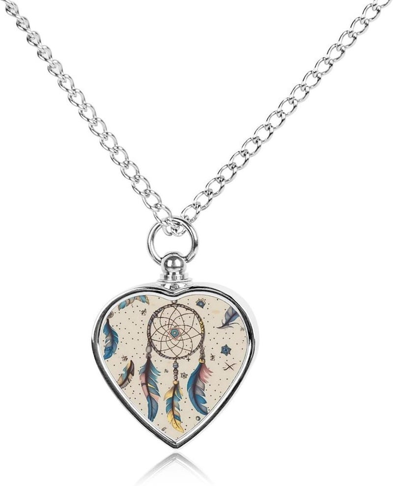 Personalized Pet Urn Cremation Necklace for Ashes - Dream Catcher And Moon Pet Ashes Necklace - Custom Keepsake Necklace with Photo And Text, Memorial Heart Urn Pendant for Dogs Cat - Image 1