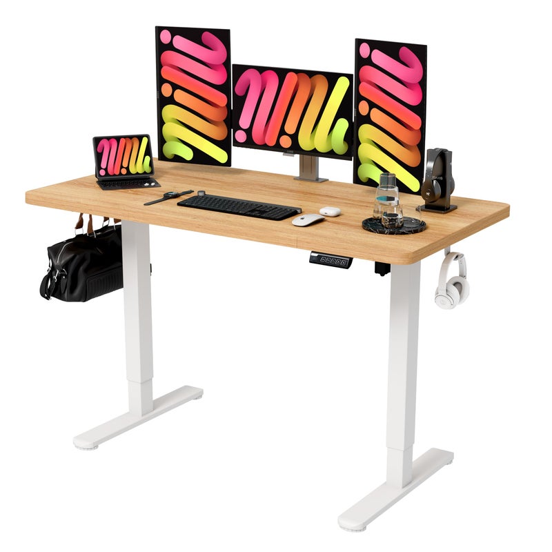 Monomi Electric Standing Desk 472 inches Height Adjustable Desk Ergonomic Computer Home Office Sit Stand Up Desk with Memory Preset Controller Light Vintage Brown