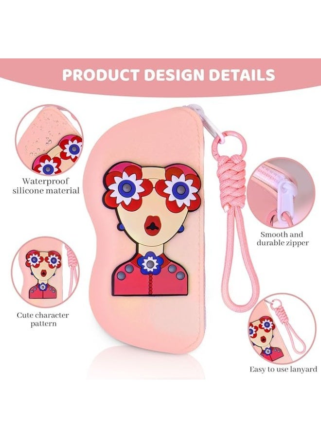 V.nice Soft Silicone Eyeglasses Pouch Case for Glasses and Sunglasses with Zipper Closure and Wristlet Strap - Image 4