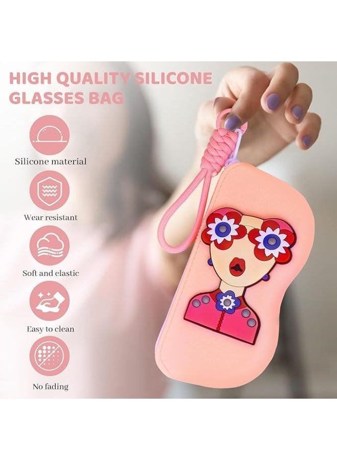 V.nice Soft Silicone Eyeglasses Pouch Case for Glasses and Sunglasses with Zipper Closure and Wristlet Strap - Image 2