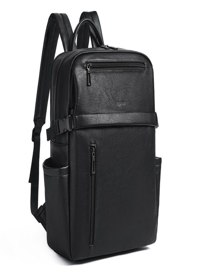 Mroede Leather Laptop Backpack for Women 16 Inch Laptop Leather Backpack Purse Fashion Travel Backpacks for Work College, 2-1 Black, 17x11x5.5 inches, Leather Laptop Backpack for Women - Image 1