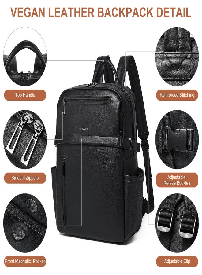 Mroede Leather Laptop Backpack for Women 16 Inch Laptop Leather Backpack Purse Fashion Travel Backpacks for Work College, 2-1 Black, 17x11x5.5 inches, Leather Laptop Backpack for Women - Image 5