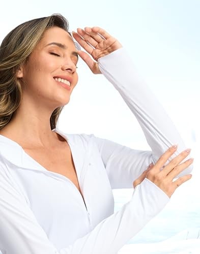 Soothfeel Women's UPF 50+ Swim Cover Up Sun Protection Hoodie SPF Lightweight Jacket Long Sleeve Beach Cover Ups for Women (White,S) - Image 3