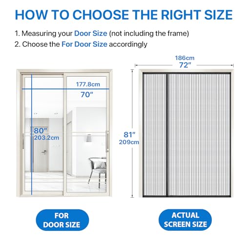 Loviga Heavy Duty Door Screen Magnetic Closure, LOVIGA 2024 Thickened Fiberglass Screen Door Mesh, Self Sealing, Left Side Opened, Pets Friendly, Fine Mesh Keep Bugs Out Fit Door Size 70 Inch X 80 Inch - Image 5