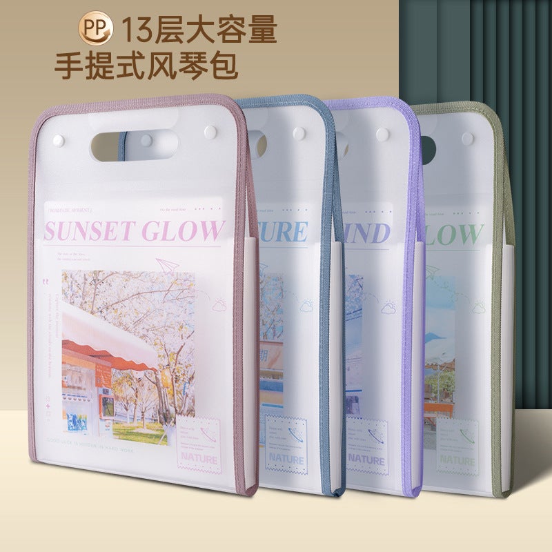 Baiyi A4 Satchel Vertical Accordion Bag Vertical Multi-Layer High-Value Student Test Paper Storage Folder Storage Bag - Image 4