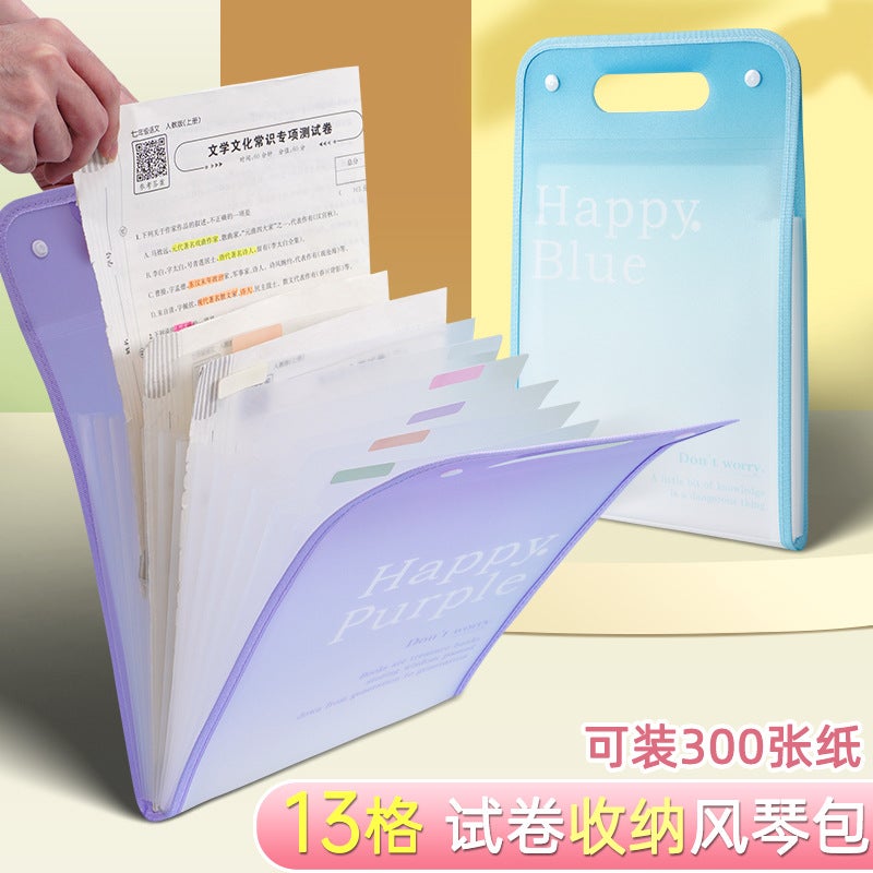 Baiyi A4 Satchel Vertical Accordion Bag Vertical Multi-Layer High-Value Student Test Paper Storage Folder Storage Bag - Image 5