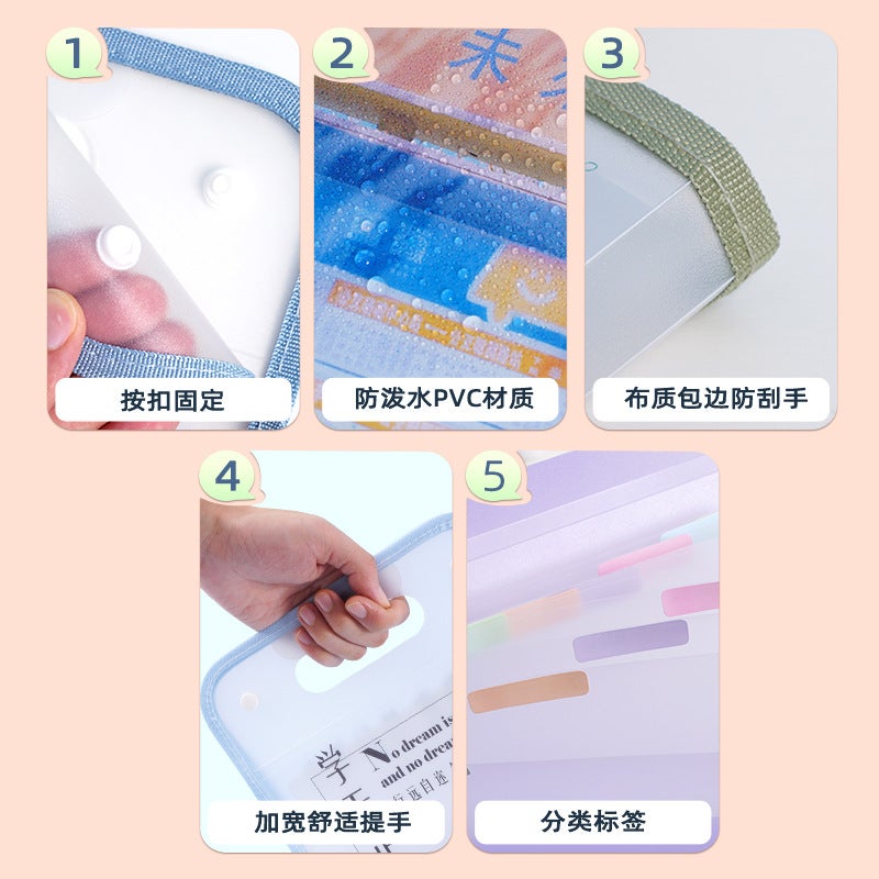 Baiyi A4 Satchel Vertical Accordion Bag Vertical Multi-Layer High-Value Student Test Paper Storage Folder Storage Bag - Image 3
