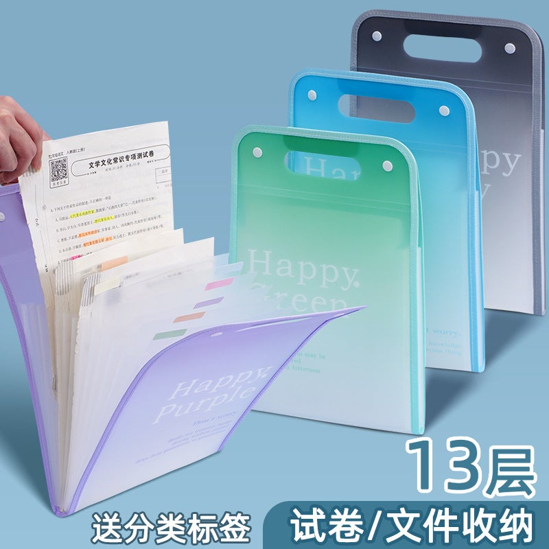Baiyi A4 Satchel Vertical Accordion Bag Vertical Multi-Layer High-Value Student Test Paper Storage Folder Storage Bag - Image 2