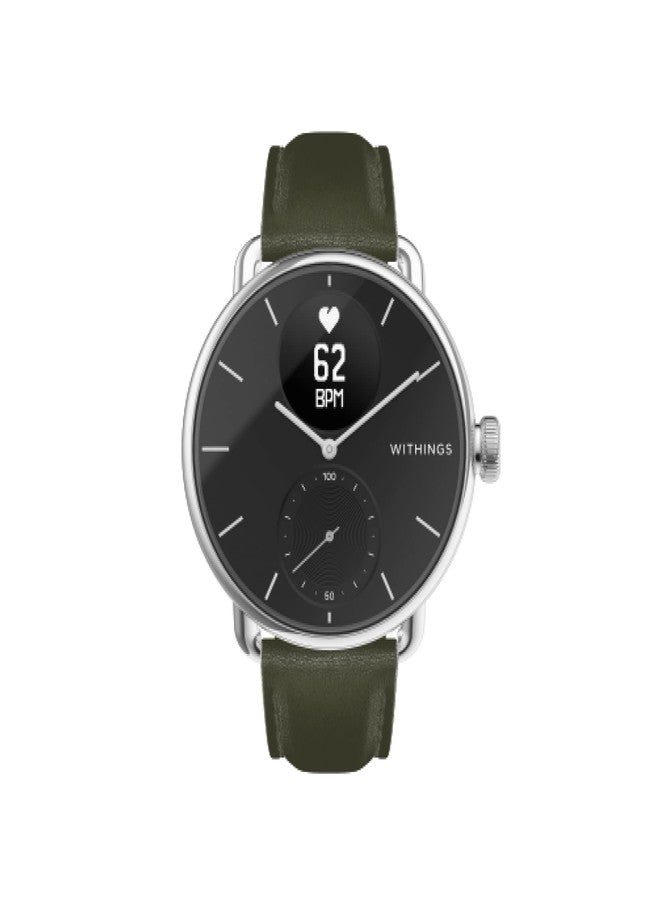 ويذينجز أساور معصم جلدية من Withings لساعة ScanWatch، لون كاكي أخضر وفضي، 18 مم - Image 2