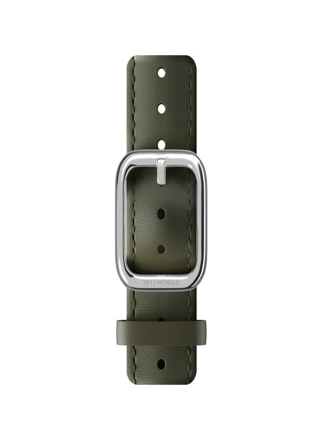 ويذينجز أساور معصم جلدية من Withings لساعة ScanWatch، لون كاكي أخضر وفضي، 18 مم - Image 1