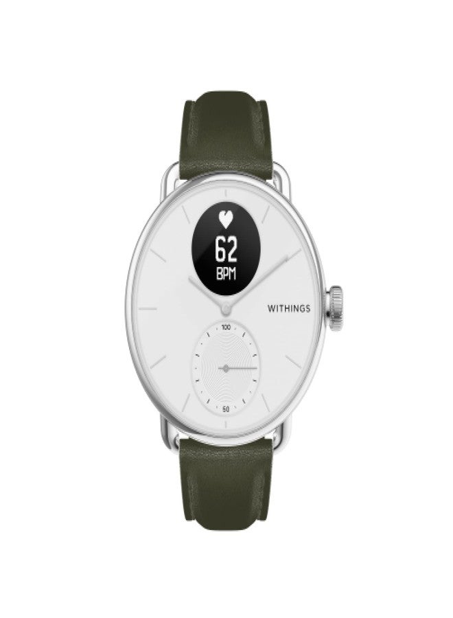 ويذينجز أساور معصم جلدية من Withings لساعة ScanWatch، لون كاكي أخضر وفضي، 18 مم - Image 3
