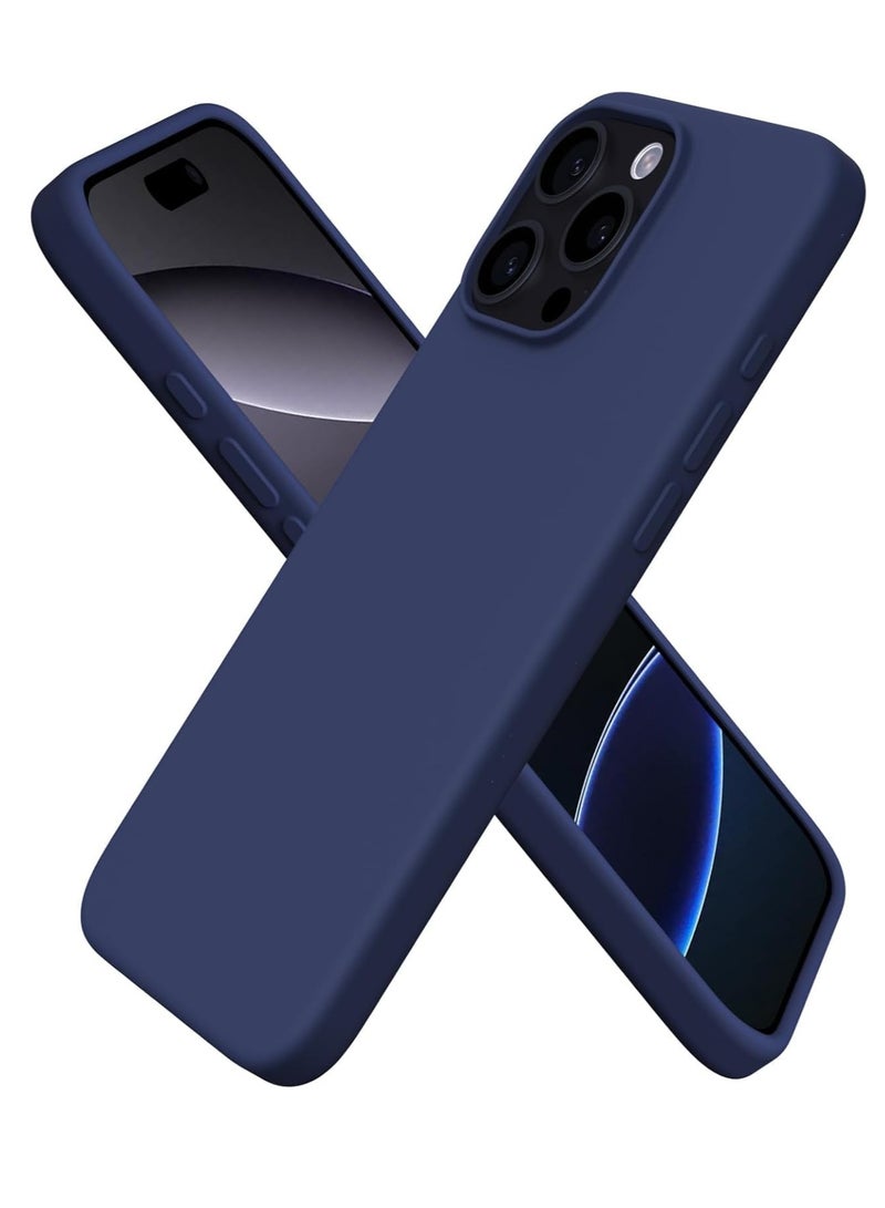 Soft Liquid Silicone Gel Case for iPhone 16 Pro Max - Shockproof Protection in Blue - Image 1