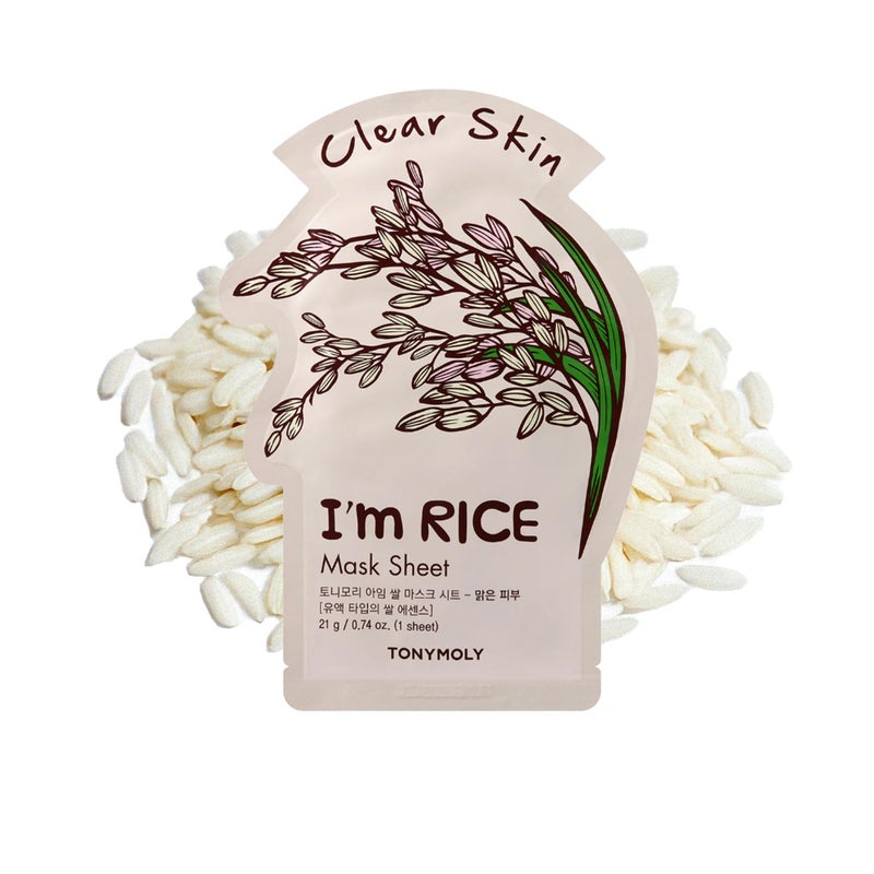 TONYMOLY Iâ€™m Rice Sheet Mask â€“ Korean Skincare Face Mask for Hydration, Brightening & Soothing â€“ Moisturizing Facial Mask with Rice Extract & Vitamin Essence for Radiant, Healthy Skin - Image 1
