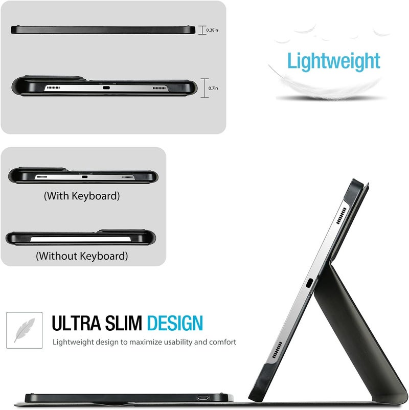 Procases Keyboard Case For Galaxy Tab S9 11 Inch 2023 Sm-X710 /X716B /X718U With S Pen Holder, Protective Cover Case With Detachable Wireless Keyboard For Galaxy Tab S9 11" 2023 -Black - Image 5