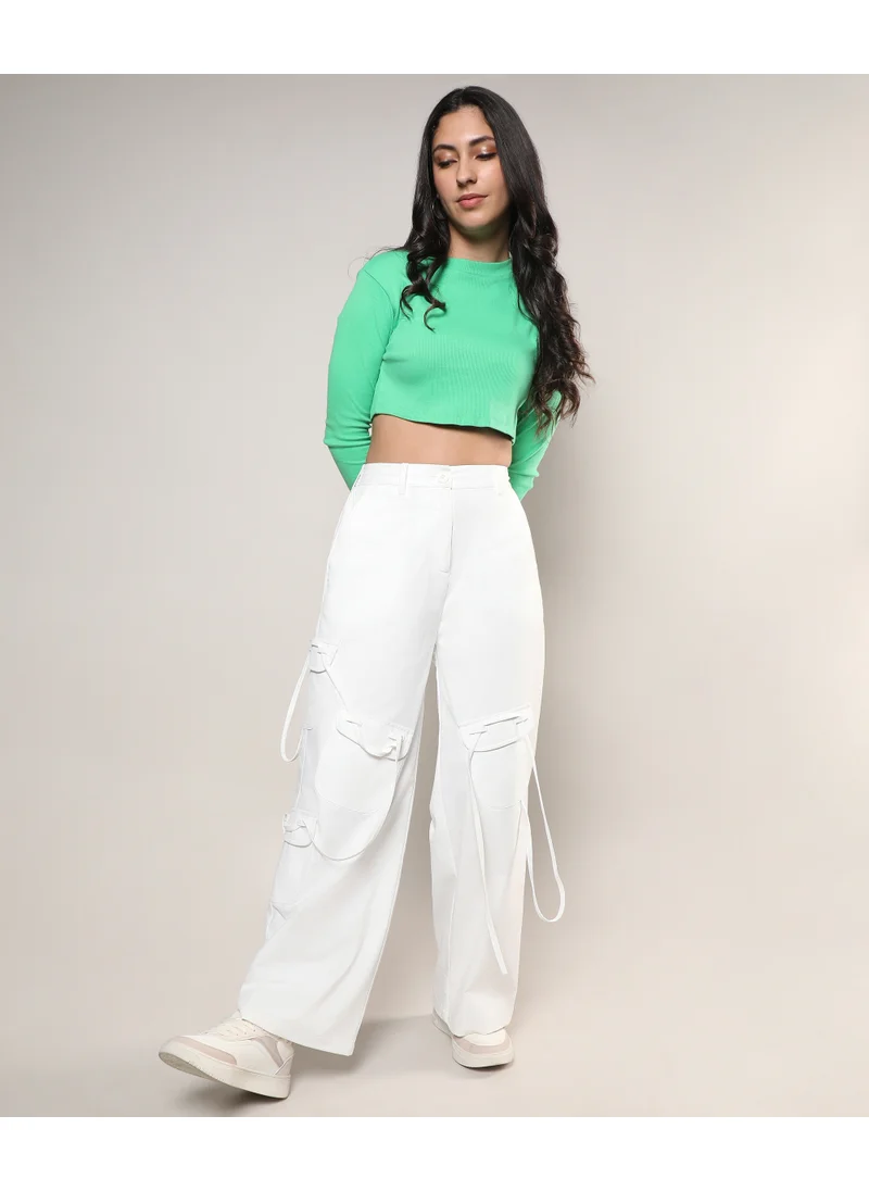 كامبوس سوترا Women's Chalk White Solid Cargo Trousers