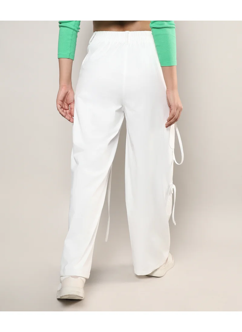 كامبوس سوترا Women's Chalk White Solid Cargo Trousers