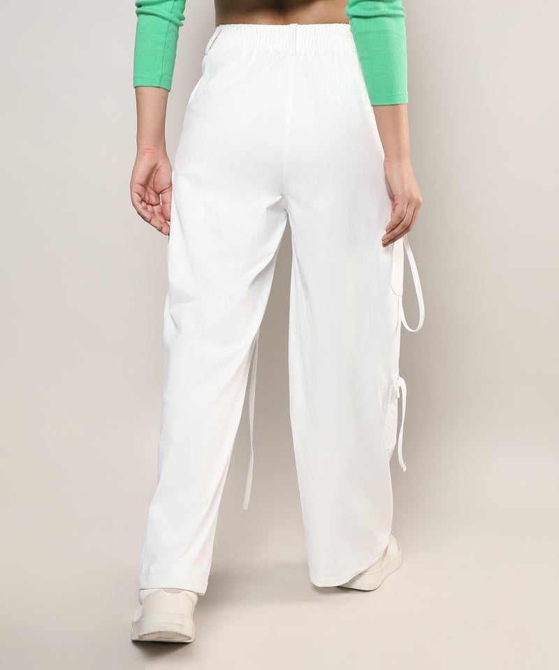 كامبوس سوترا Women's Chalk White Solid Cargo Trousers - Image 5