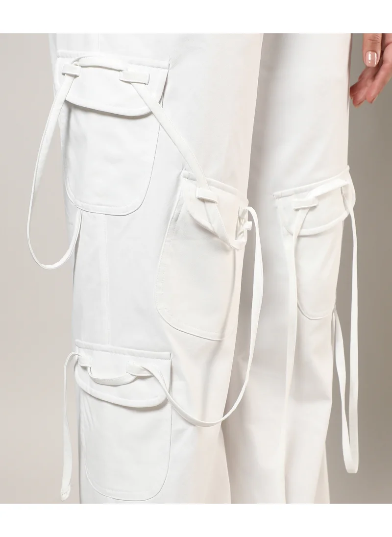كامبوس سوترا Women's Chalk White Solid Cargo Trousers