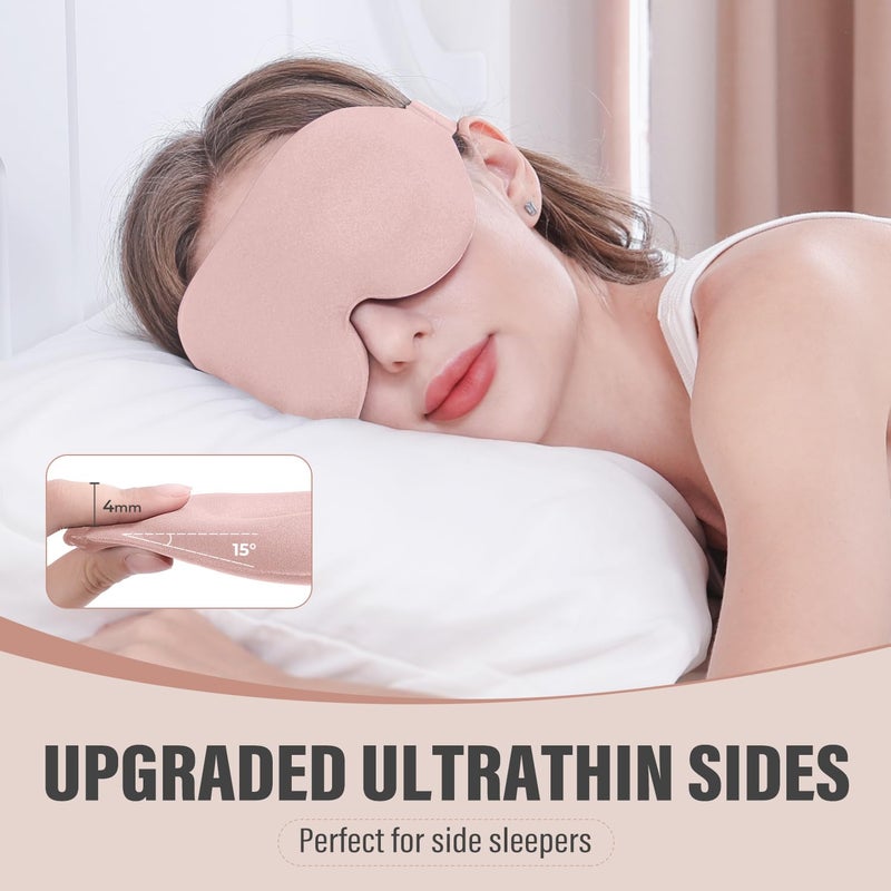 YIVIEW Sleep Mask for Side Sleeper, Complete Light Blocking 3D Pink Sleeping Eye Mask, Soft Breathable Eye Cover for Women Men, Relaxing Zero Pressure Night Blindfold - Image 2
