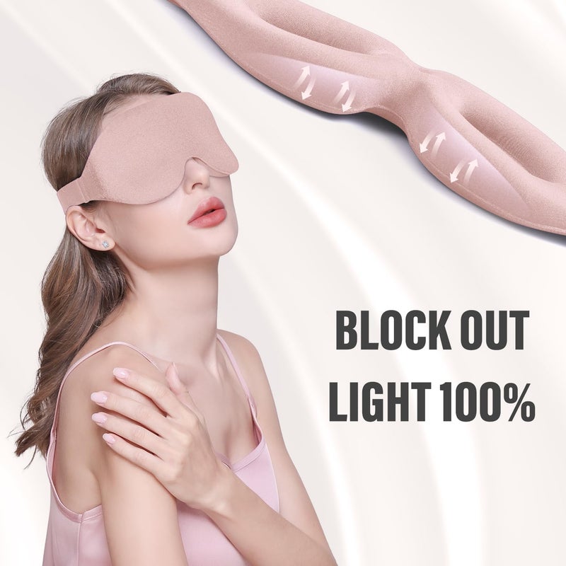 YIVIEW Sleep Mask for Side Sleeper, Complete Light Blocking 3D Pink Sleeping Eye Mask, Soft Breathable Eye Cover for Women Men, Relaxing Zero Pressure Night Blindfold - Image 3