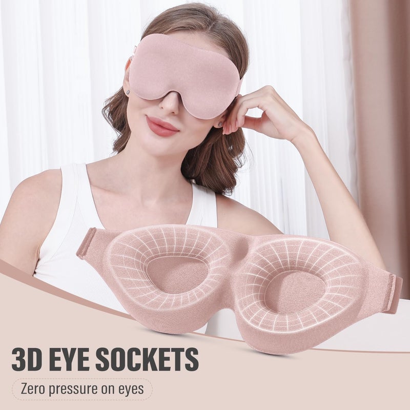 YIVIEW Sleep Mask for Side Sleeper, Complete Light Blocking 3D Pink Sleeping Eye Mask, Soft Breathable Eye Cover for Women Men, Relaxing Zero Pressure Night Blindfold - Image 4