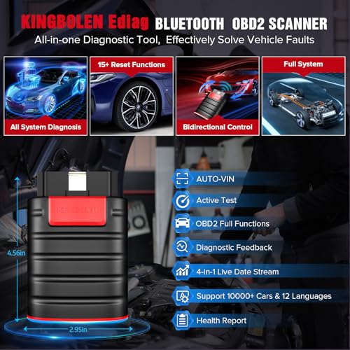 KINGBOLEN Ediag OBD2 Scanner Bluetooth, Bidirectional Scanner All System Diagnostic Tool for iOS & Android, Active Test,15+ Reset Function, FCA AutoAuth, 1 Year Update - Image 4