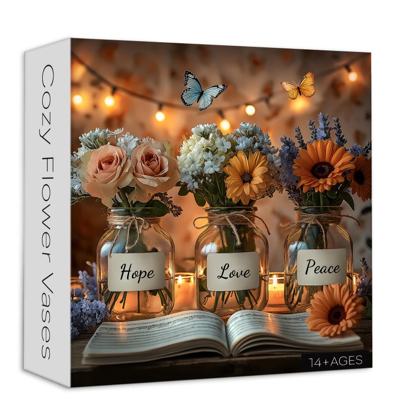 Larkipuzz Flower Vase Jigsaw Puzzles for Adults 1000 Pieces Sunflower Rose Glass Bottle Puzzle Lavender Butterfly Puzzle for Wall Art Decor - Image 3