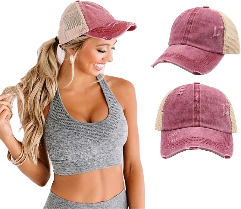 ProMindFun Womens Pony Hat High Ponytail Baseball Cap Girls Messy Bun Caps Camouflage Trucker Bad Hair Day Adjustable Dad Hat - Image 3