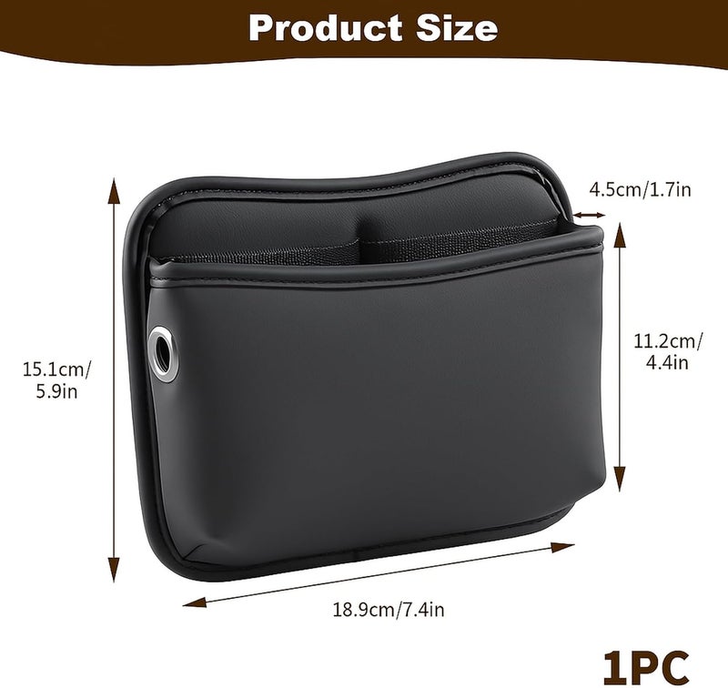 RTDHO PU Leather Car Side Pocket Organizer for Car Seat Gap Storage - Black - Image 3