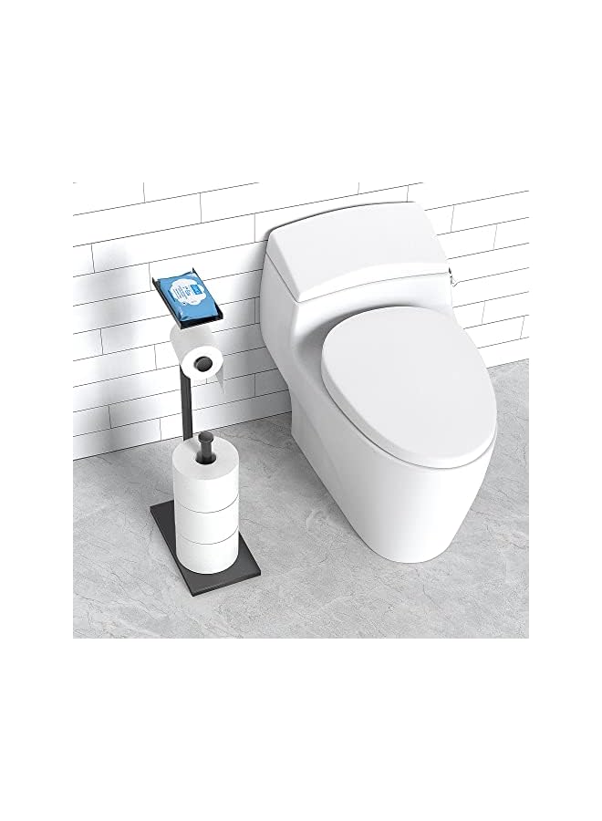S-TOP Black Toilet Paper Holder Stand with Phone Shelf, Bathroom Toliet Decor Decoration. Tissue Paper Roll Holder Free Standing Storage, Rv Accessories, Apartment Restroom Household Home Essentials - Image 5